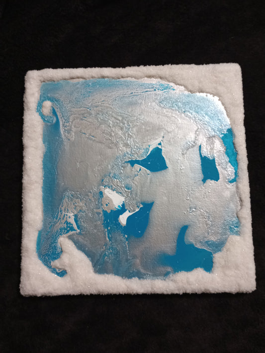 "Frozen Waters" Ocean Pool Inspired Handmade Abstract Fluid Art Painting