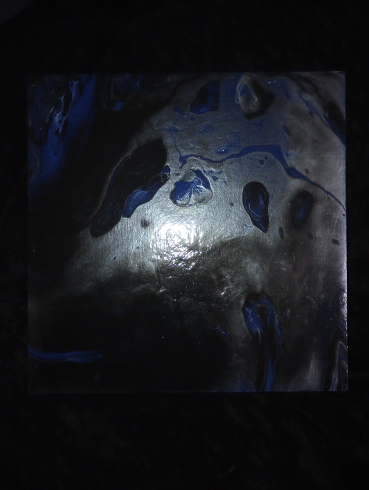 "Prussian Blue Satinechite" Handmade Abstract Fluid Art Painting